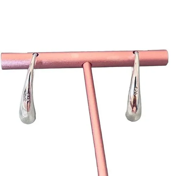 NEW 925 Sterling Silver Teardrop‎ French Hook Earrings - Picture 4 of 11